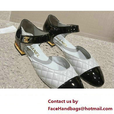 Chanel Lambskin & Patent Calfskin Quilting Mary Janes G38441 Gray 2023